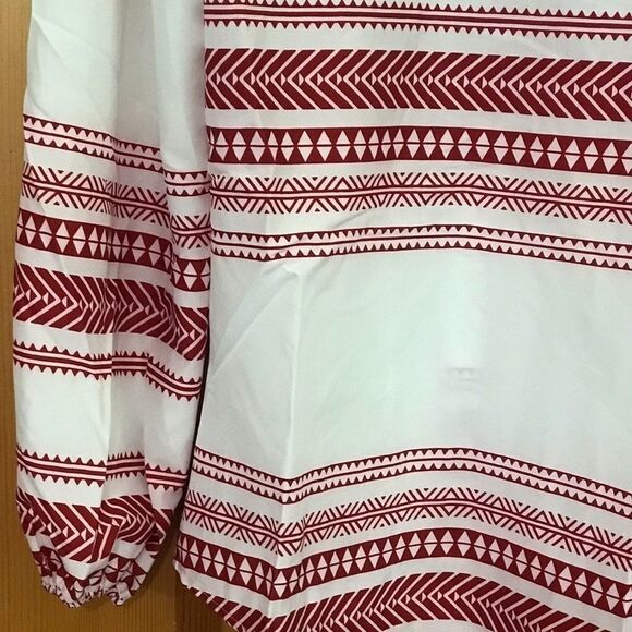 Boho‎ Peasant Blouse White & Red Size Large - Picture 8 of 9